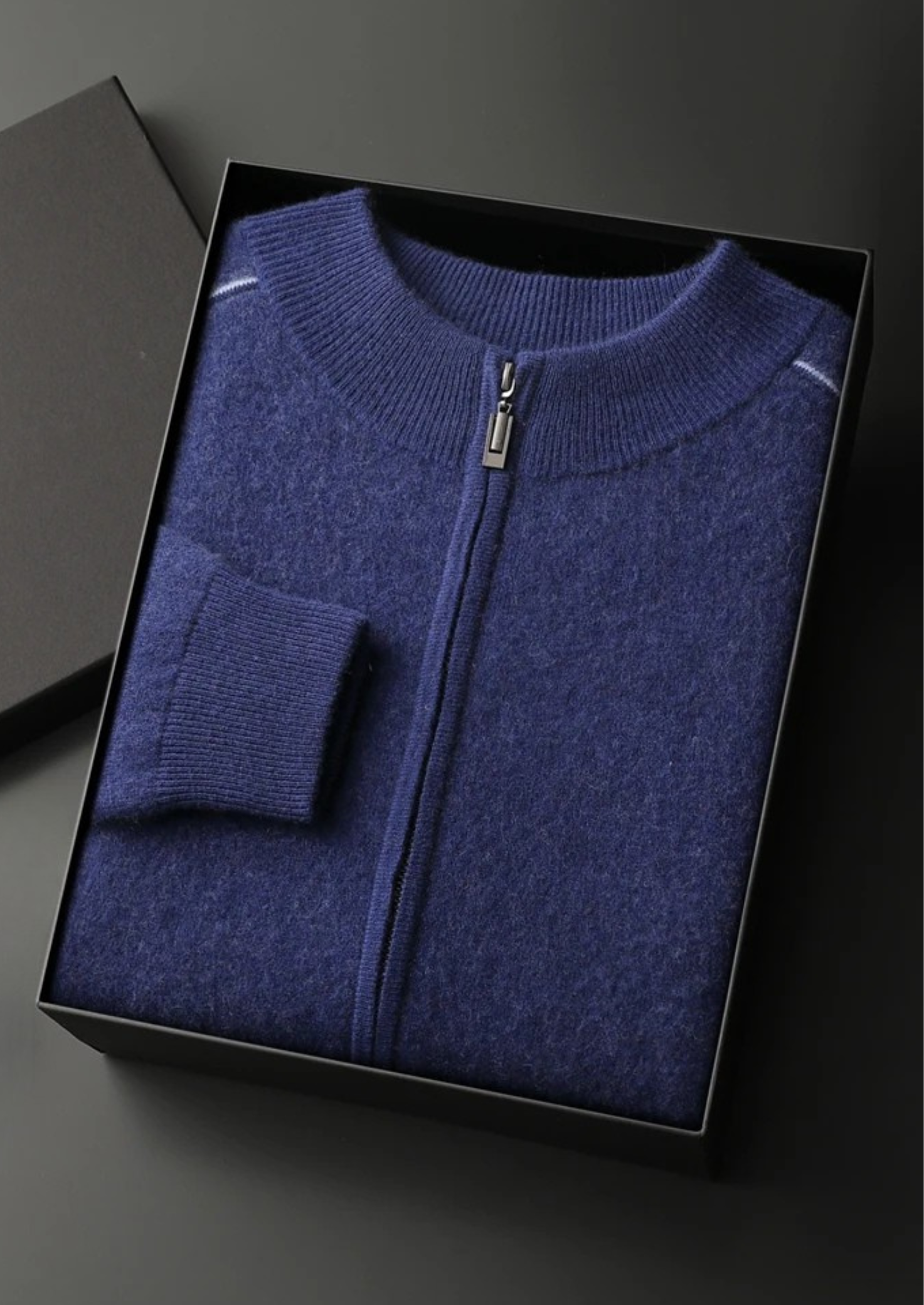 Cardigan zippé bicolore en cachemire premium