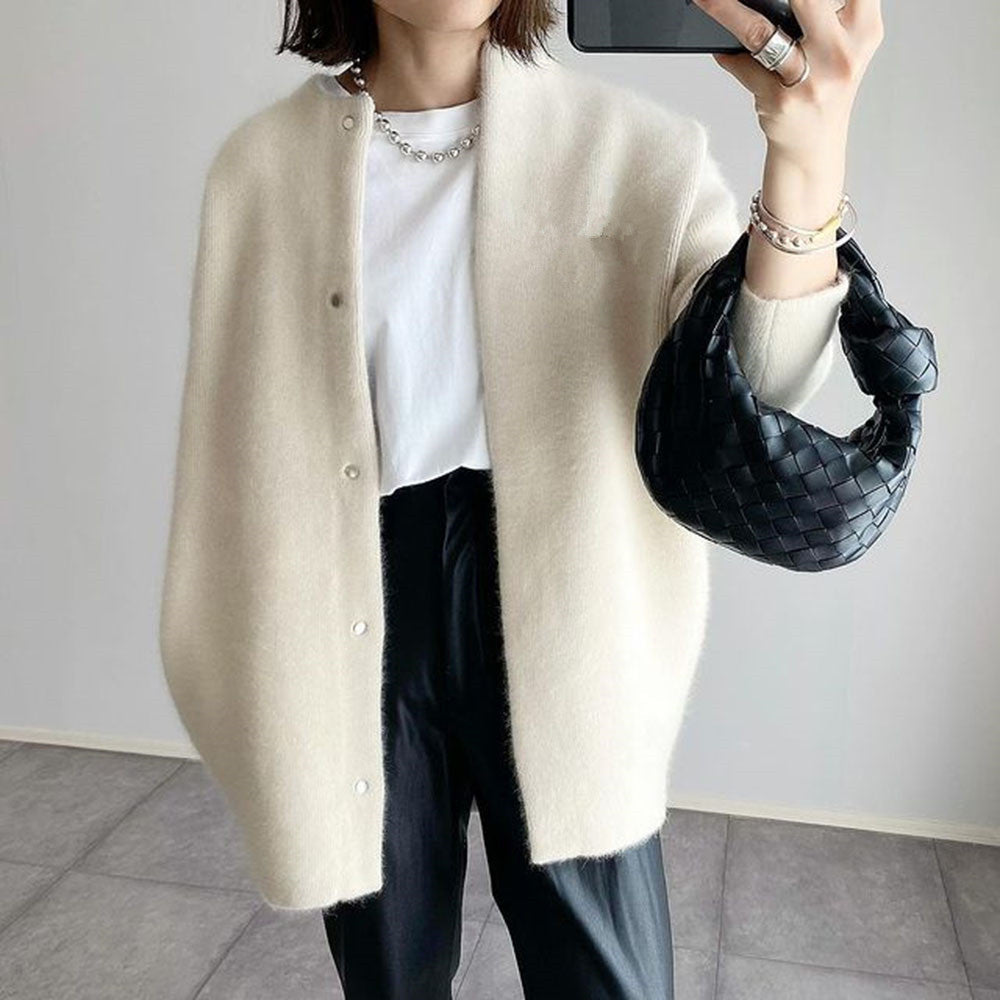 Flora Oversized Cardigan — Khaki Knit