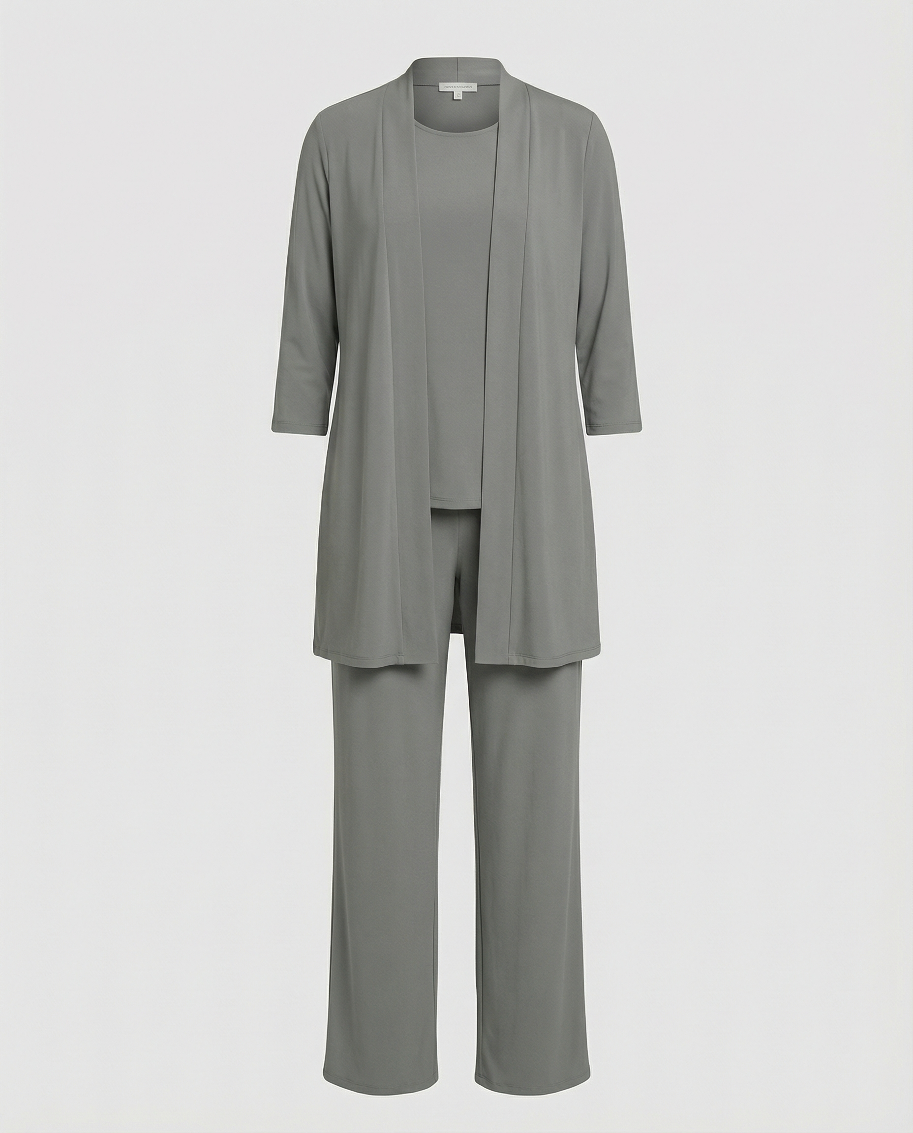 The Liora Set — Slate Open-Front Cardigan & Wide-Leg Pants