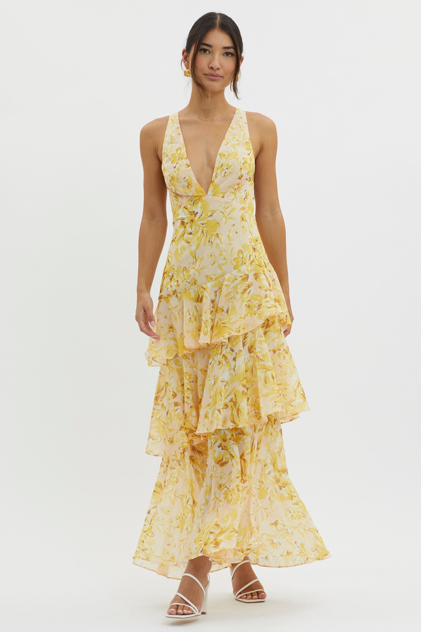 LISA | Robe Maxi avec Volants Floraux