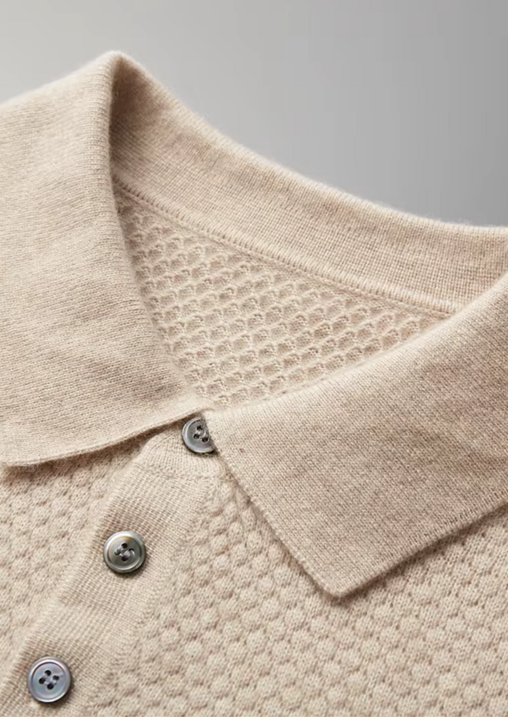 Pull polo texturé en cachemire premium