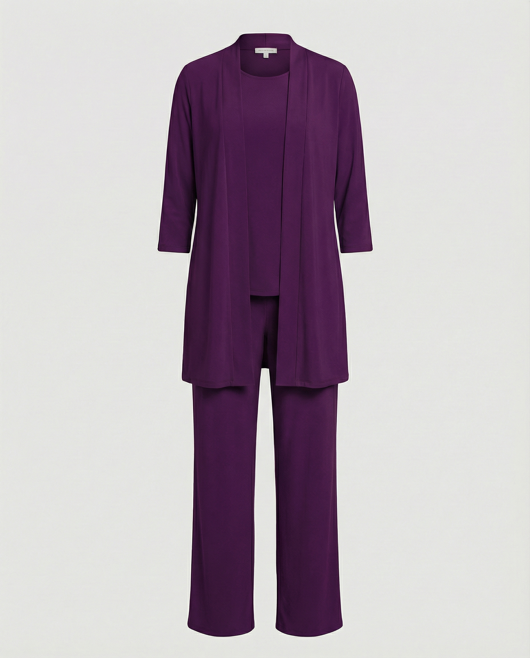 The Liora Set — Slate Open-Front Cardigan & Wide-Leg Pants