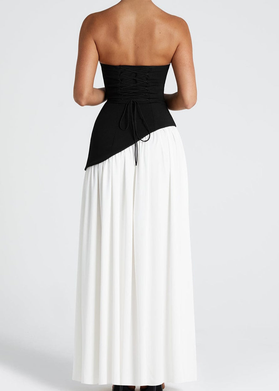 LINA | Robe longue bustier avec fente haute