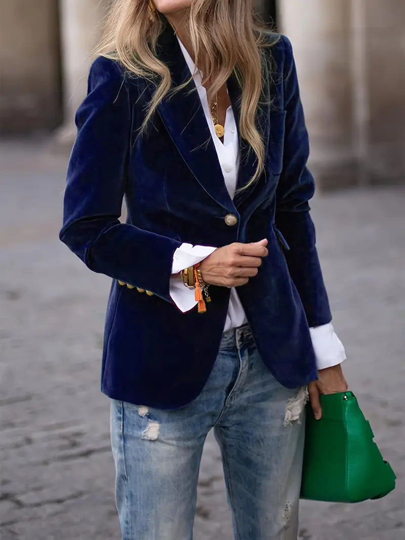 The Isola Velvet Blazer — Midnight