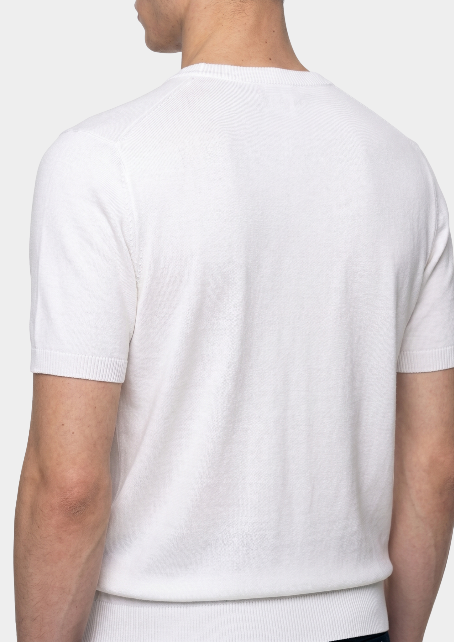 T-SHIRT ESSENTIEL BLANC EN MAILLE À COL ROND