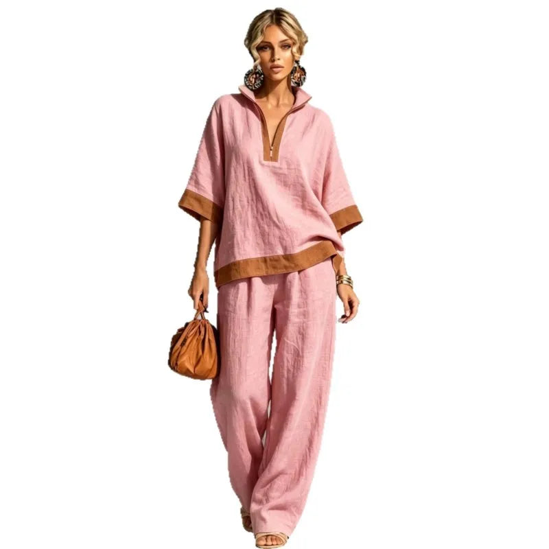 Ensemble coordonné femme style vintage en lin