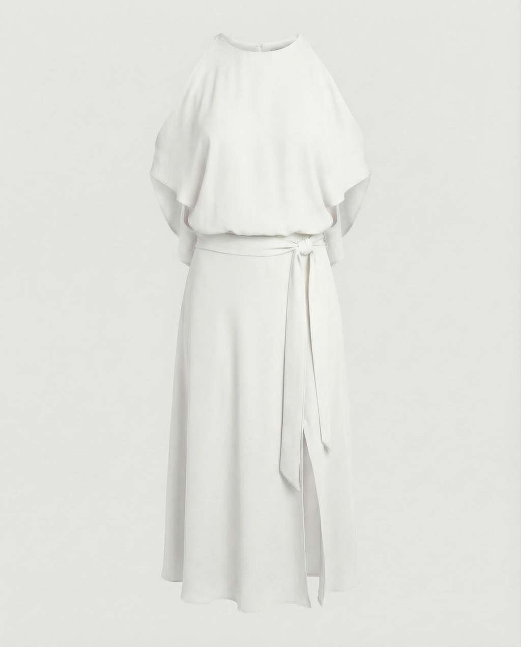 The Liora — Slate Cold-Shoulder Midi Dress