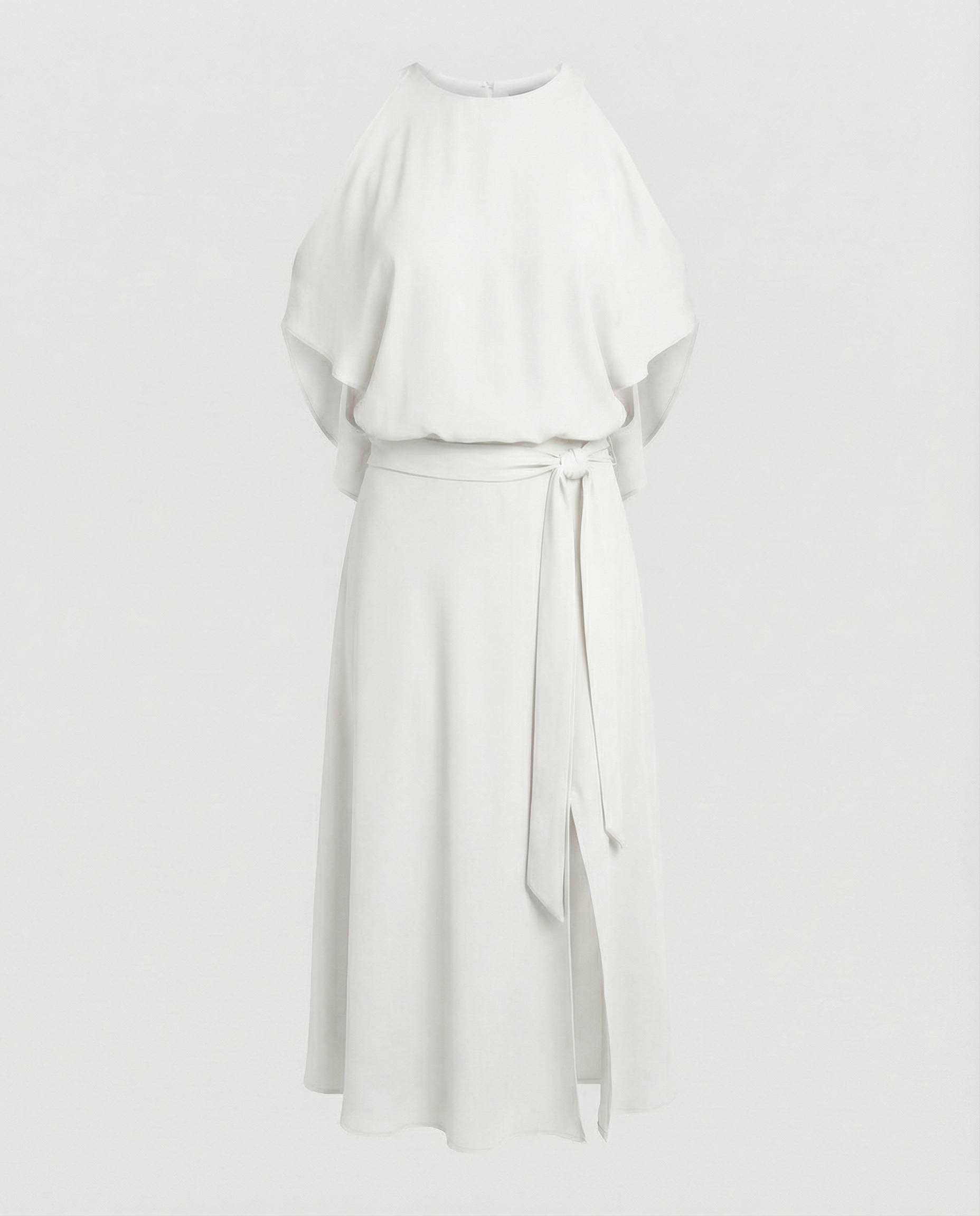 The Liora — Slate Cold-Shoulder Midi Dress