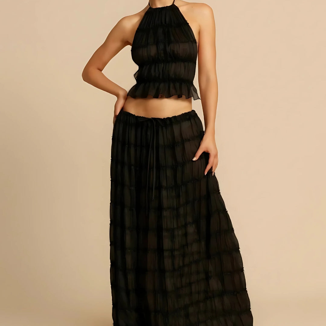 Sablea Set — Onyx Halter & Maxi Skirt