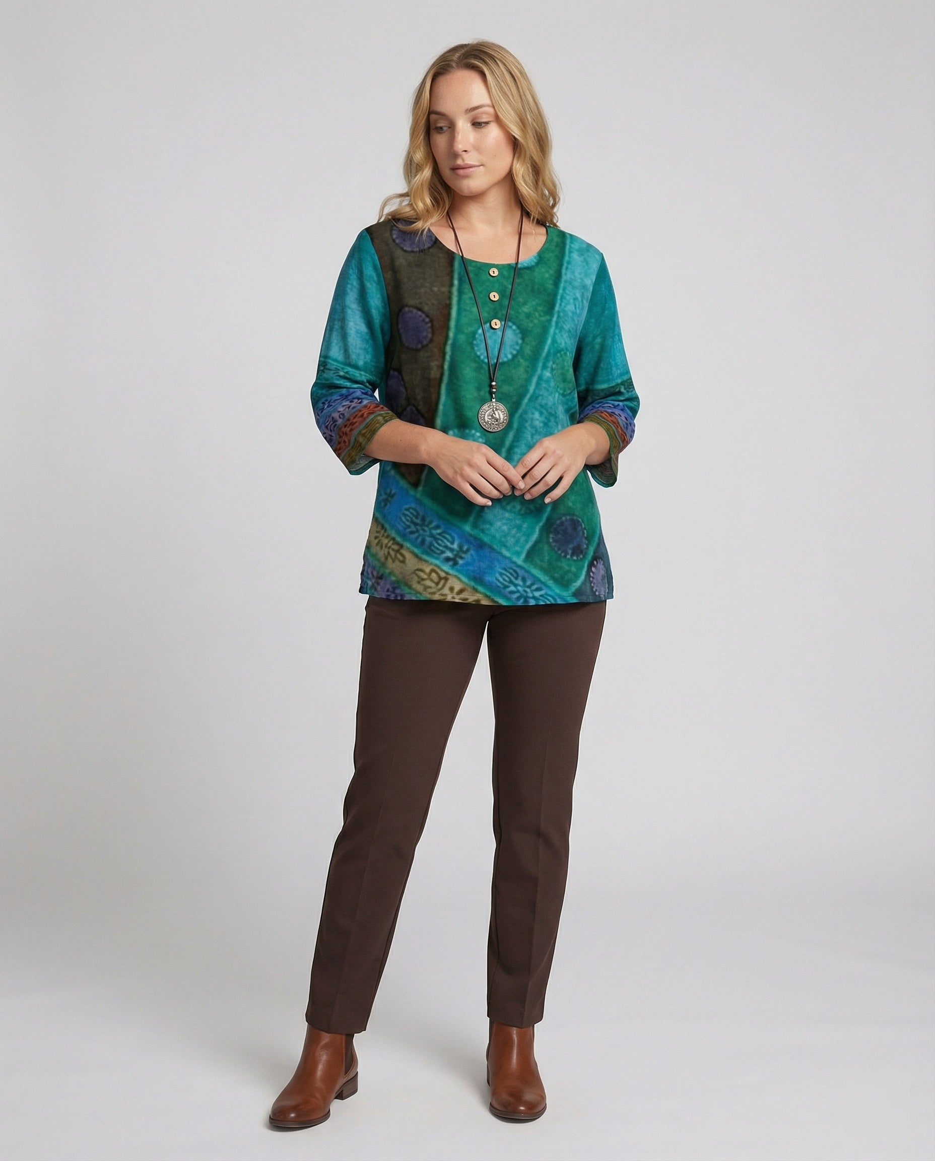 The Kaia Tunic — Evergreen Patchwork