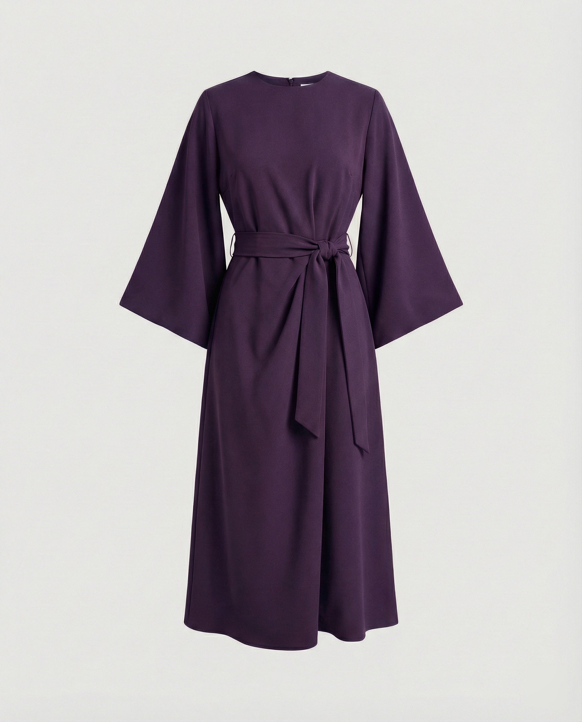 The Esmé — Lantern Sleeve Midi Dress in Rust Brown