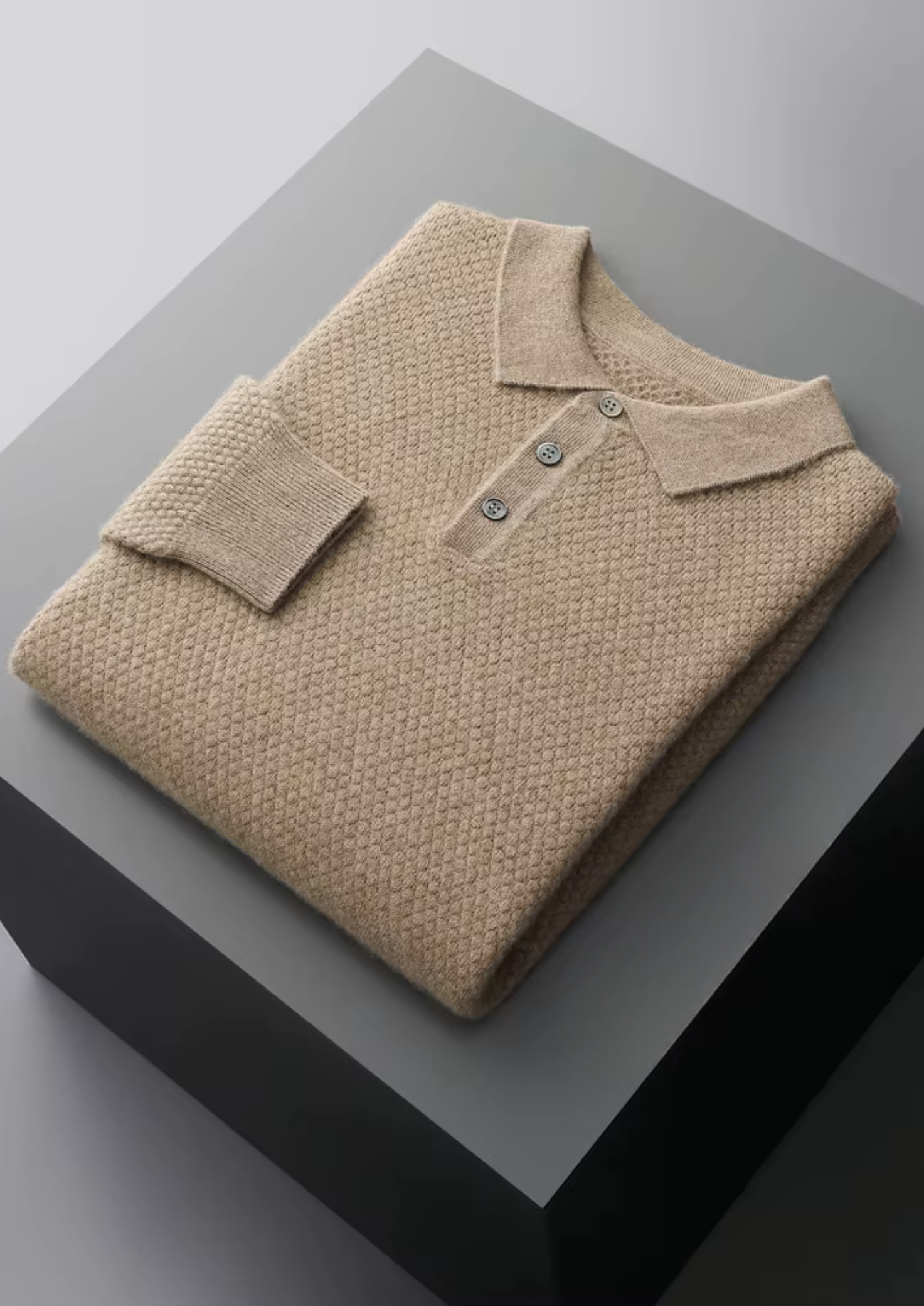 Pull polo en cachemire premium avec texture