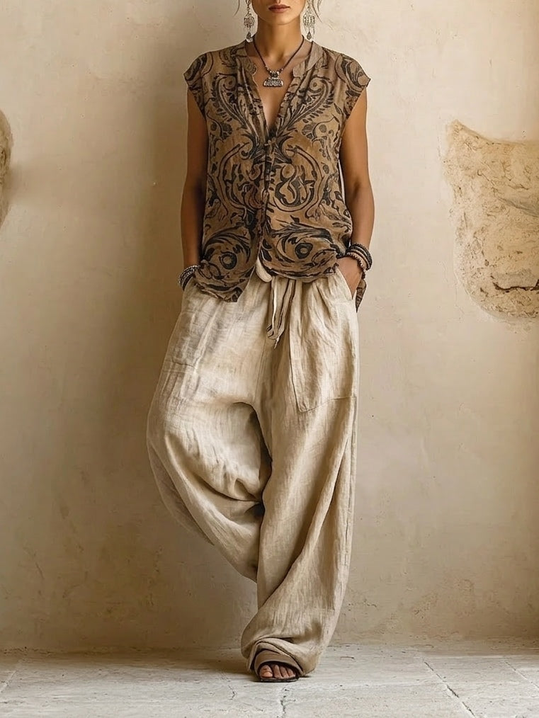 Ensemble coordonné Florence en mélange de lin