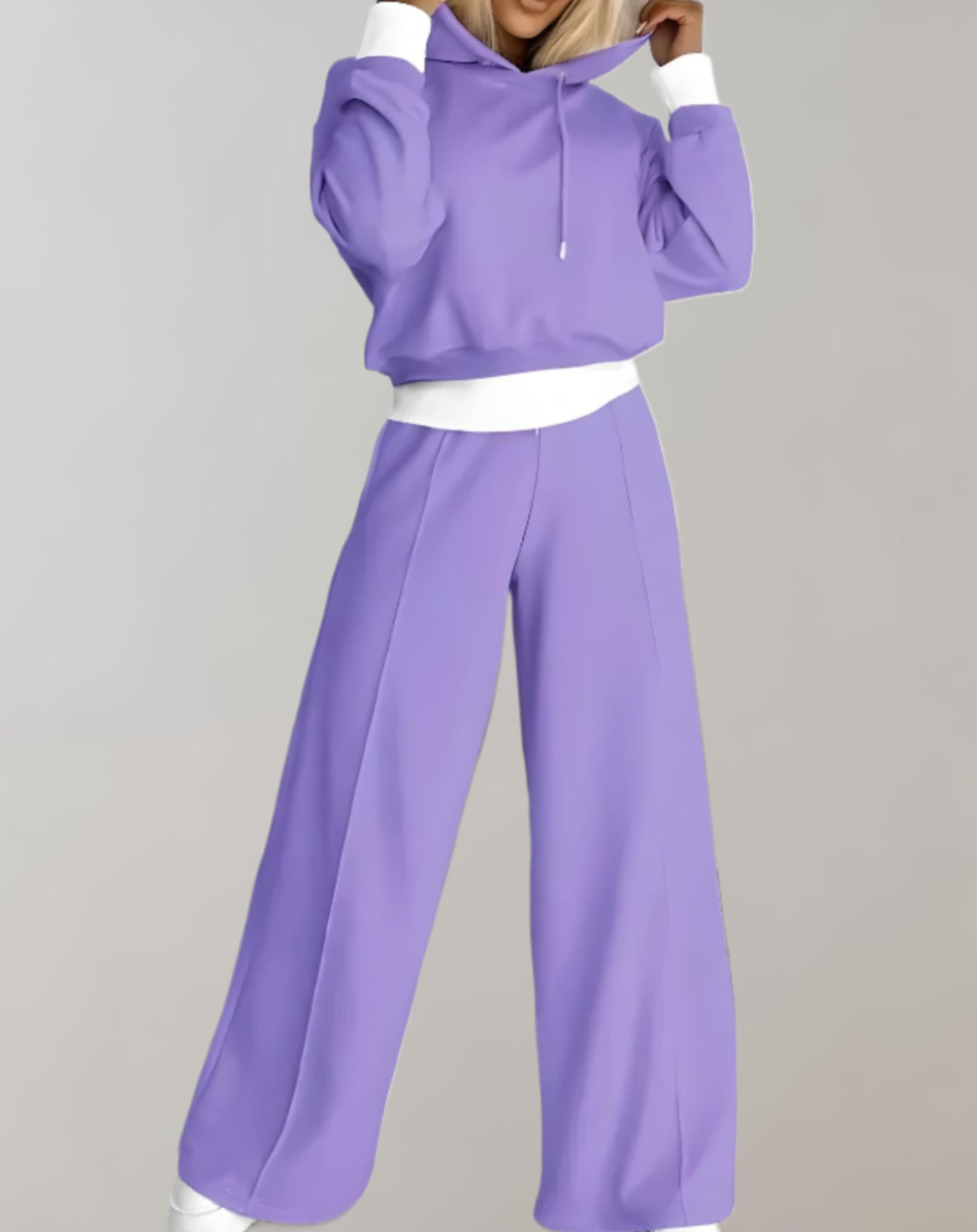 The Ivah Set — Two-Tone Cropped Hoodie & Wide-Leg Pants