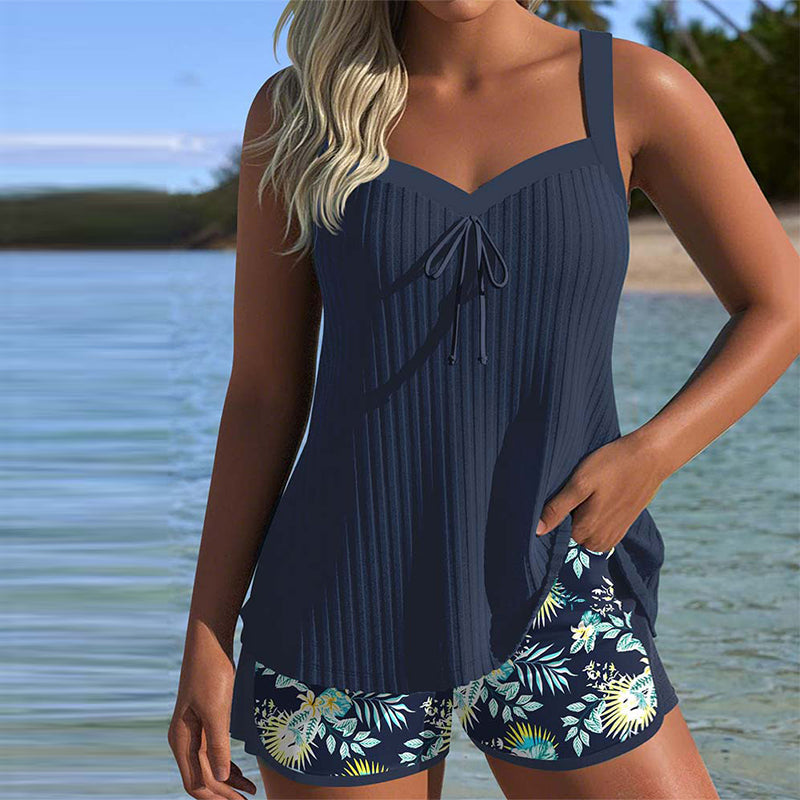 Laluna® | Short de plage deux pièces avec tankini rayé