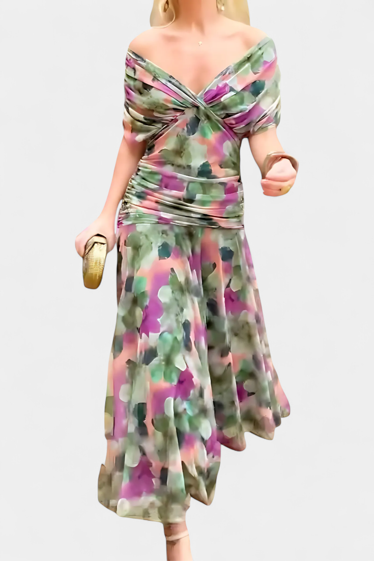 Florendra | Robe longue fleurie à col en V