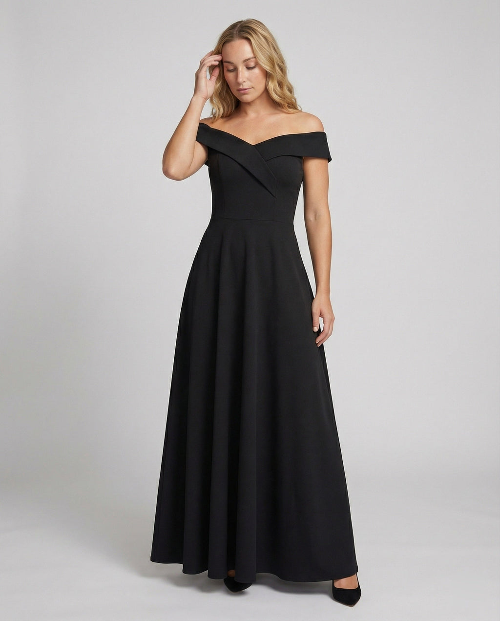 The Lyra — Midnight Off-Shoulder Gown