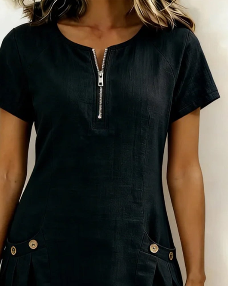 Bonnie™ | Robe en coton avec poches avant à fermeture éclair
