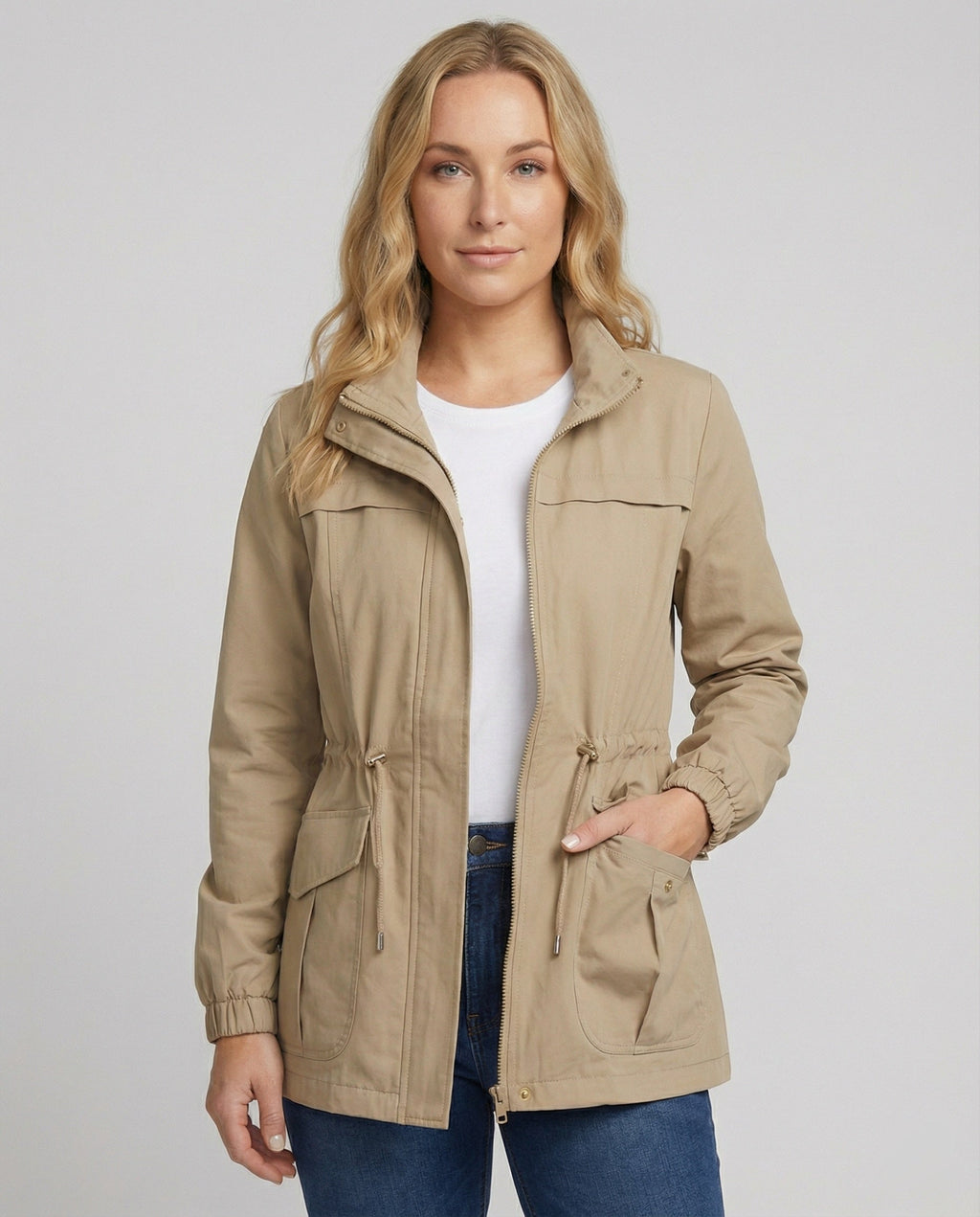 Elara Utility Jacket — Khaki