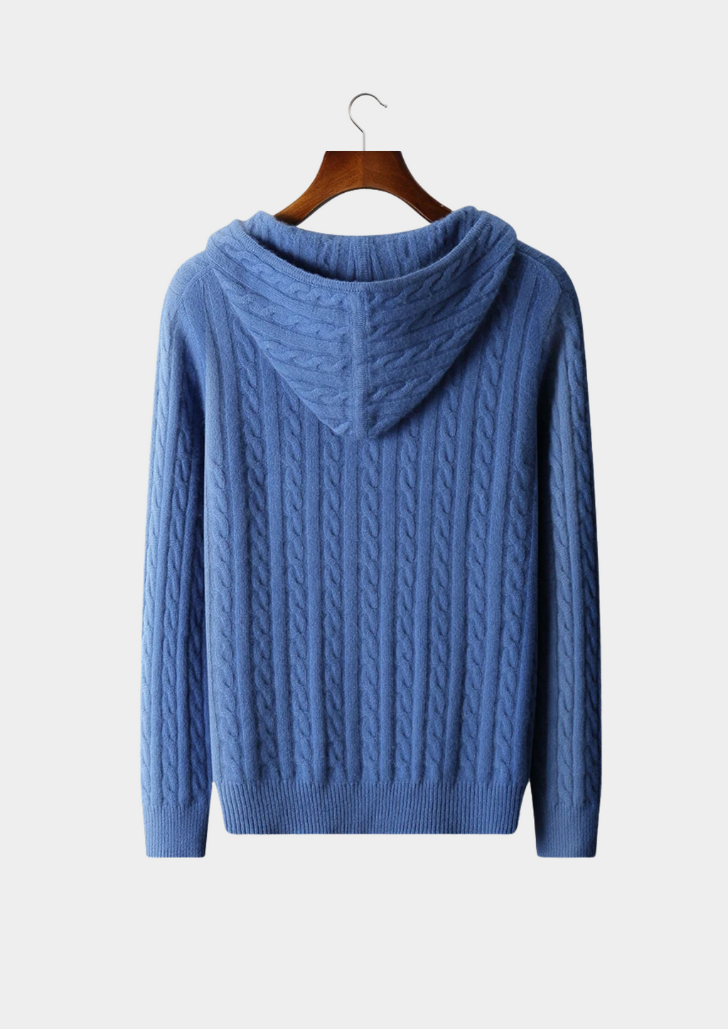 Sweat à capuche en cachemire premium à maille torsadée avec fermeture éclair