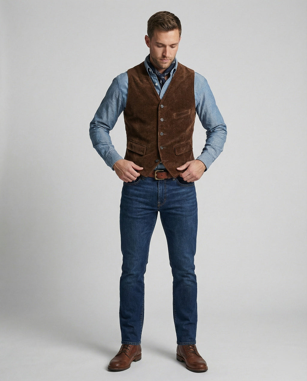 The Oren Corduroy Vest — Chestnut