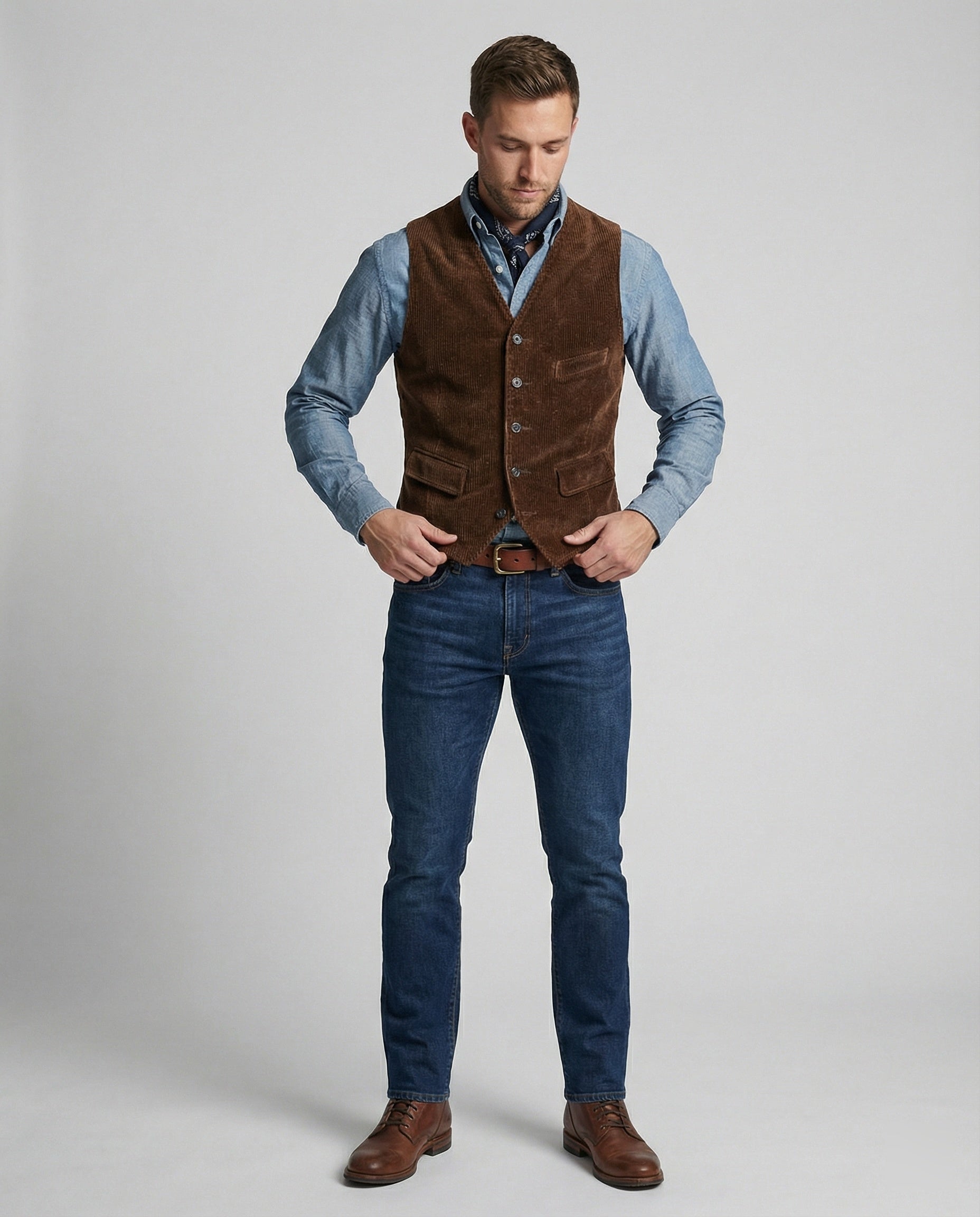 The Oren Corduroy Vest — Chestnut