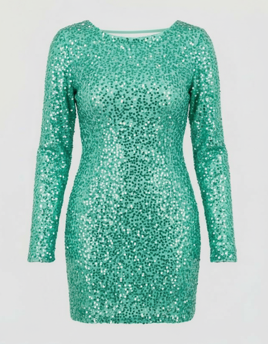 The Elara Mini — Silver Sequin Open Back