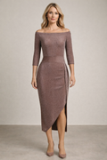Elara Wrap — Auburn Shimmer Dress