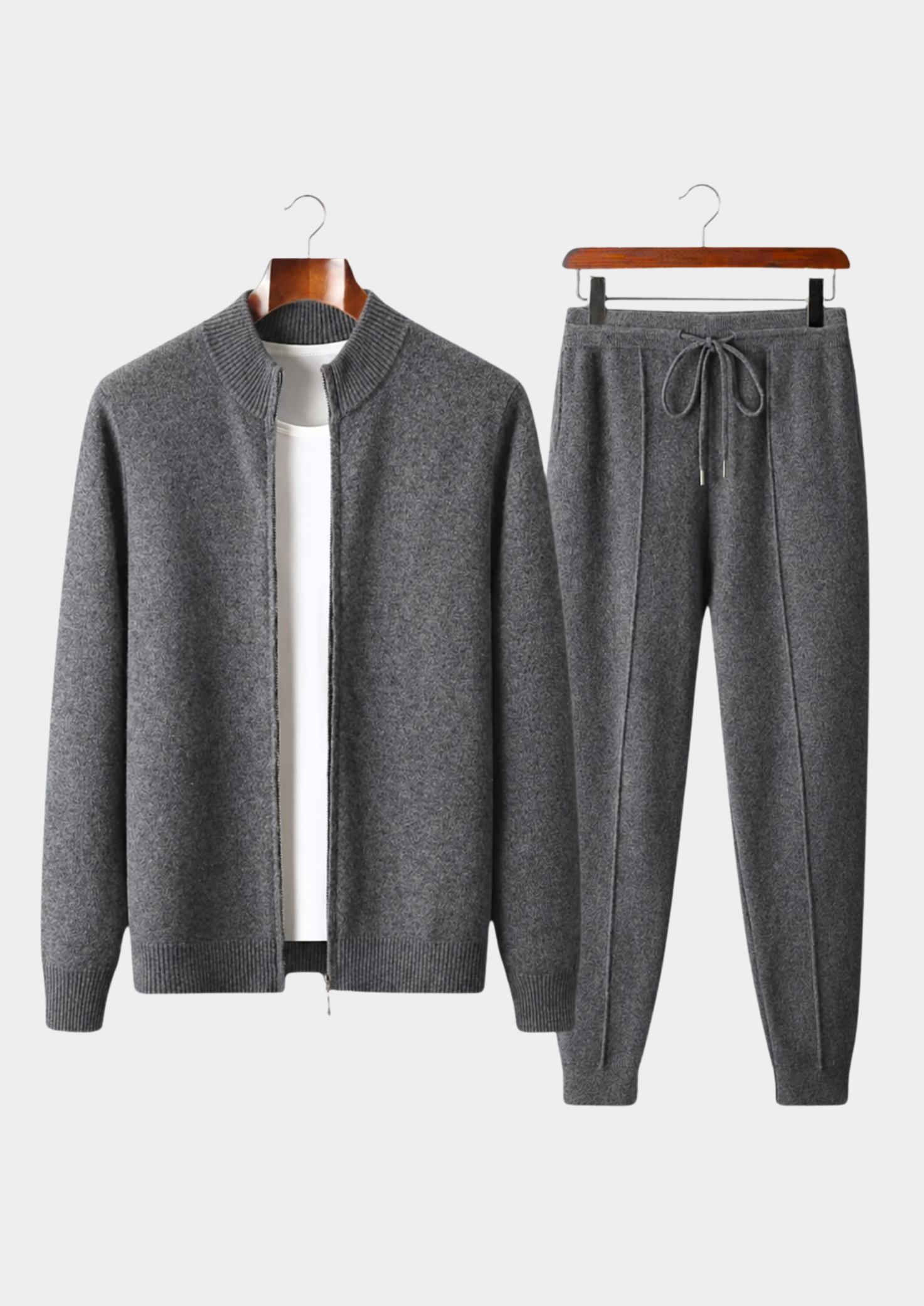 ENSEMBLE LUZZO EN LAINE MÉRINOS EXTRA-FINE PURE GRIS FONCÉ