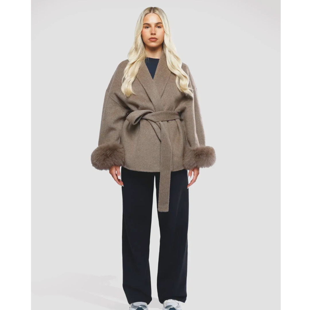 The Ivara Wrap — Frosted Cuff Coat