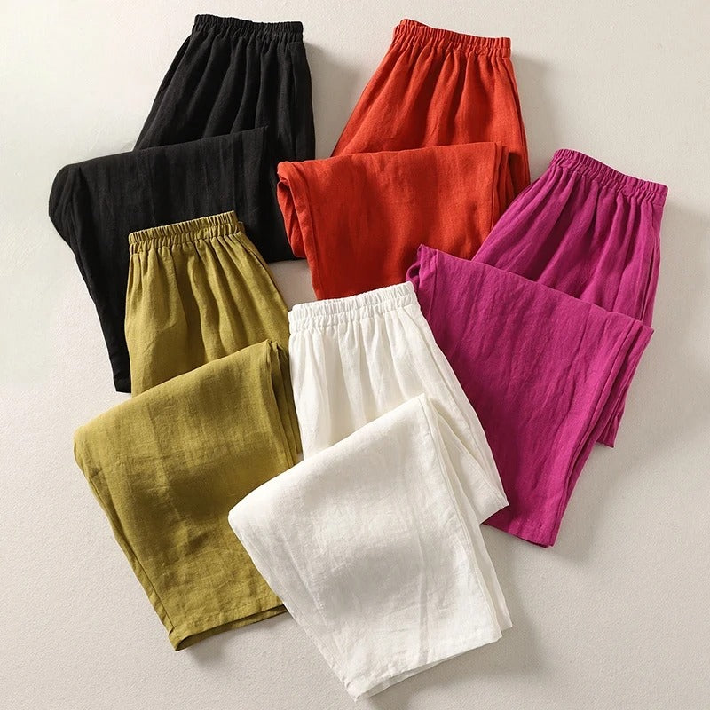Amalia™ — Pantalon fluide en lin et coton aéré