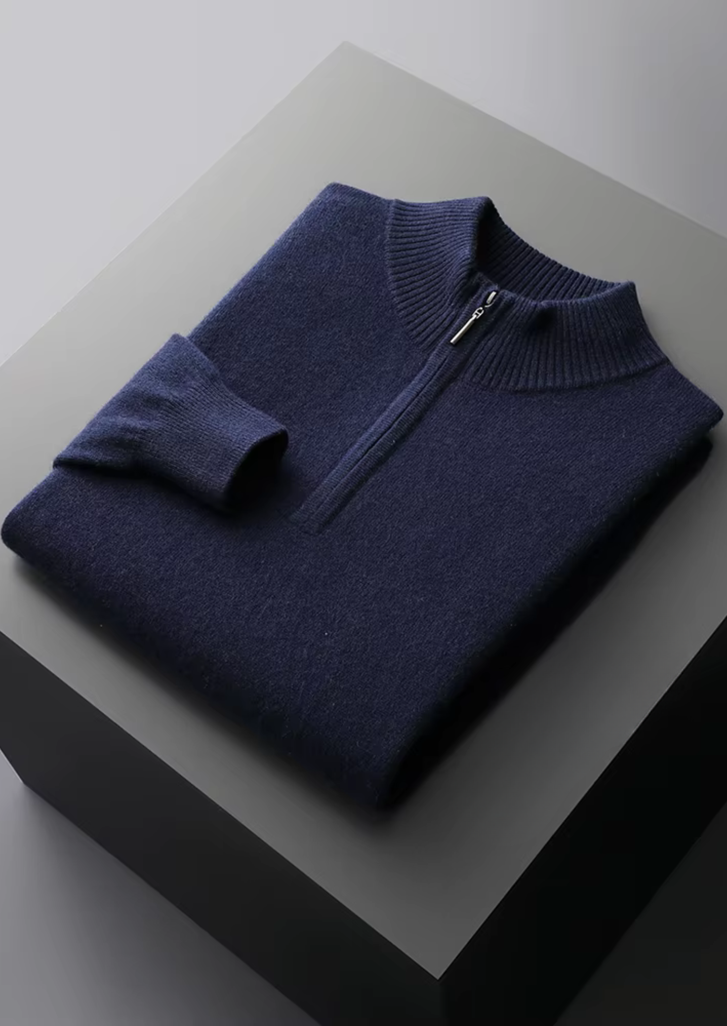 PULL EN LAINE MÉRINOS EXTRA-FINE PURE AVEC DEMI-FERMETURE ÉCLAIR