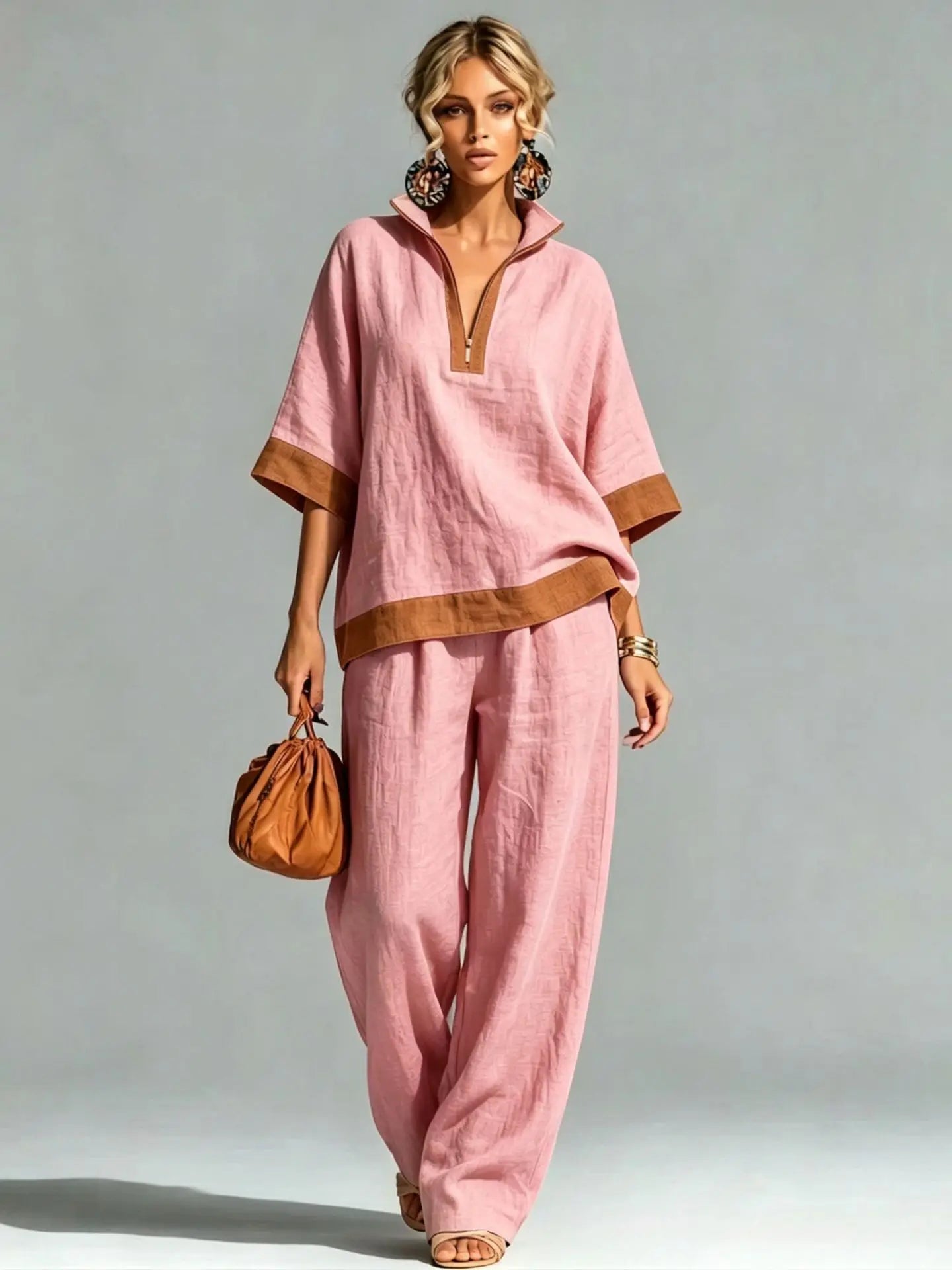 Ensemble coordonné pour femme style lin vintage