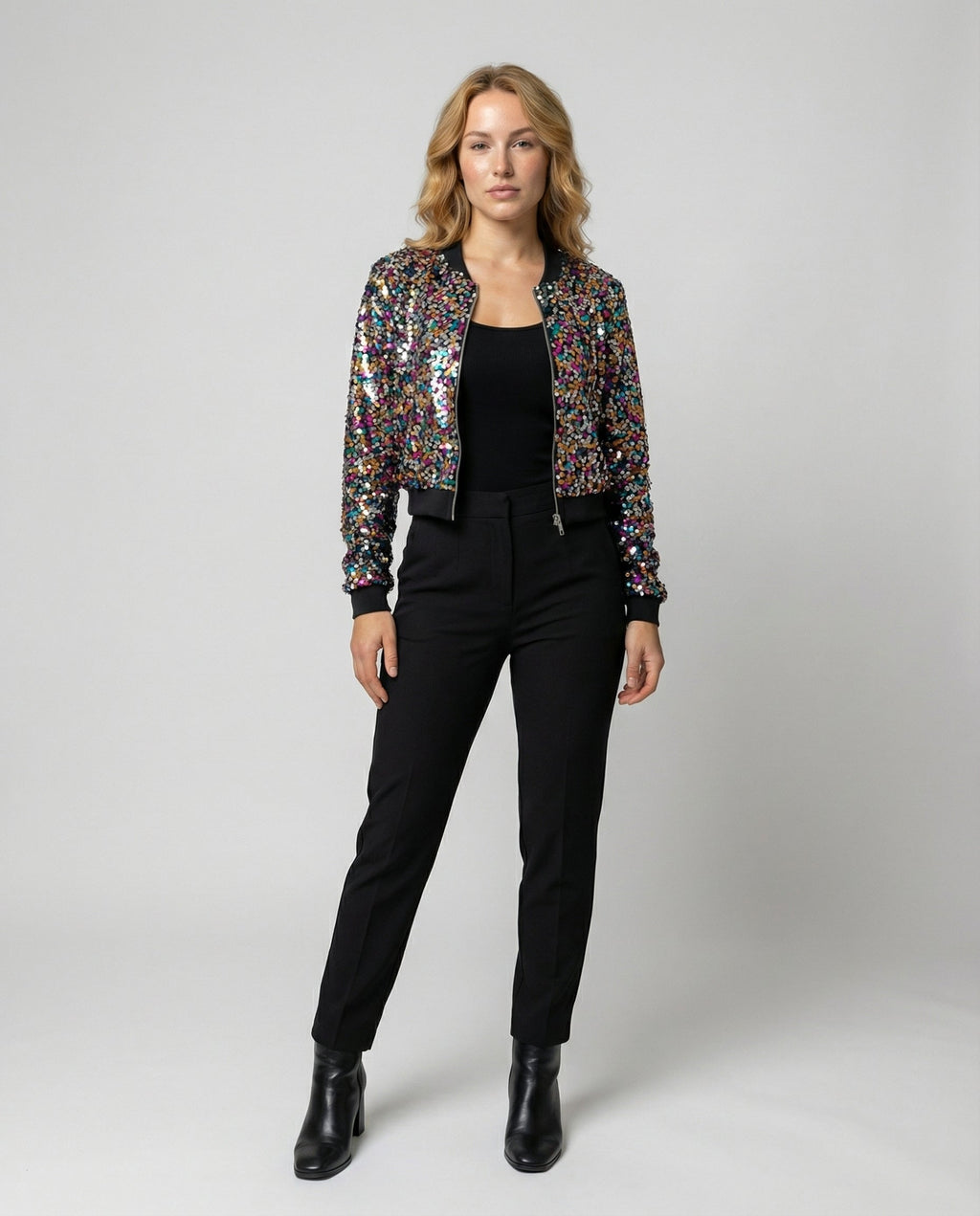 The Liora — Midnight Sequin Bomber