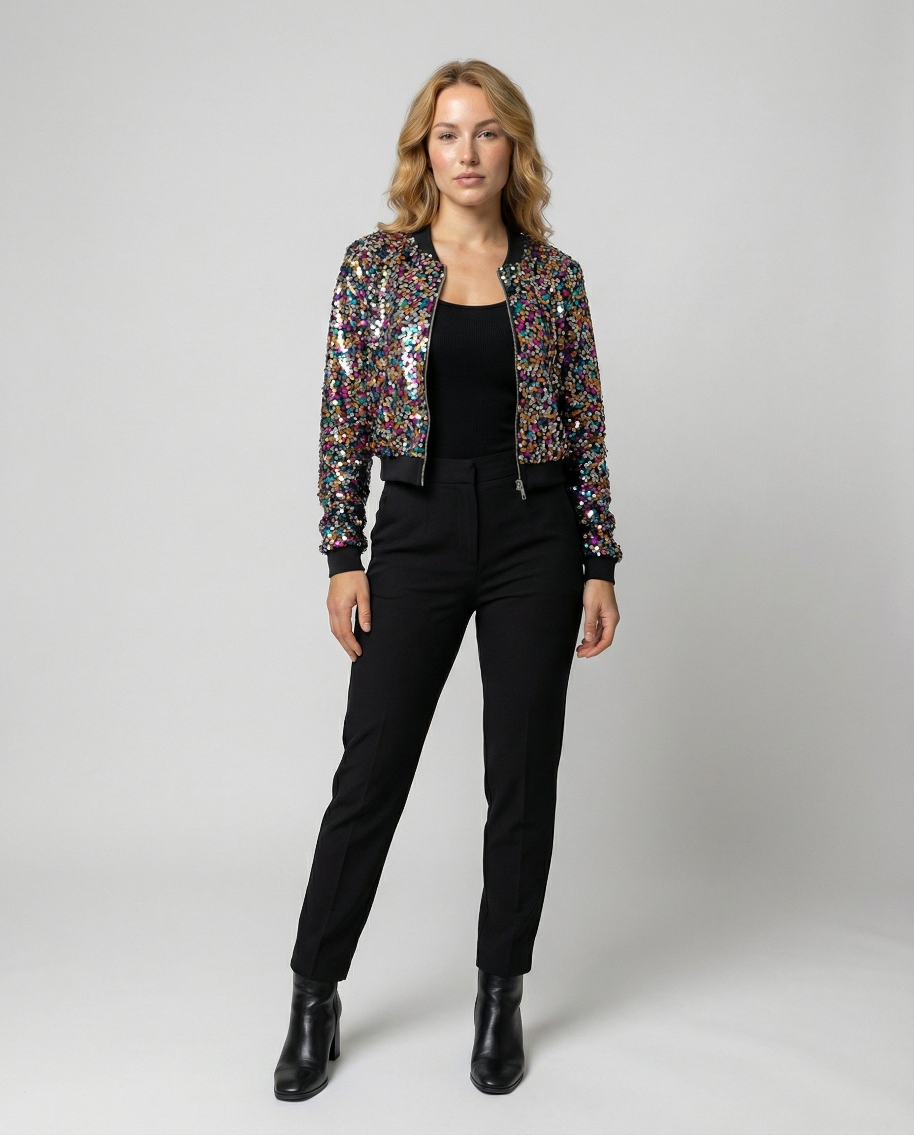 The Liora — Midnight Sequin Bomber