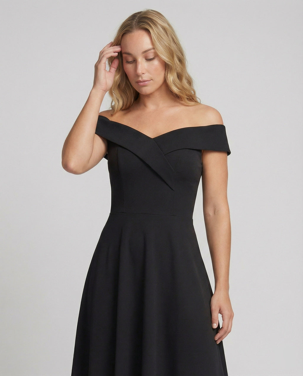 The Lyra — Midnight Off-Shoulder Gown