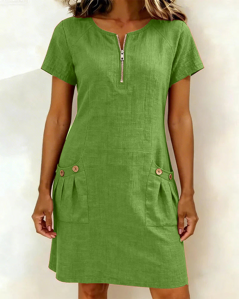 Bonnie™ | Robe en coton avec poches avant à fermeture éclair