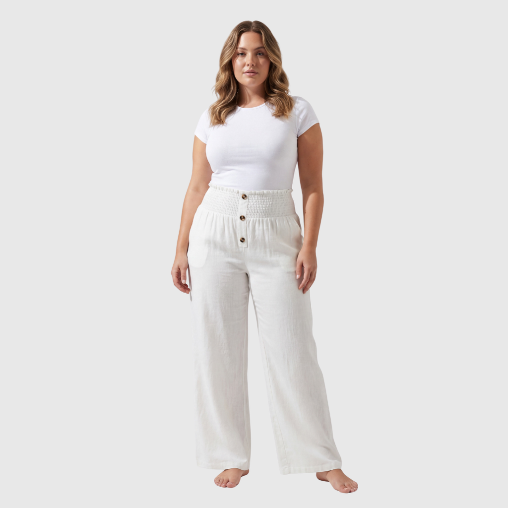 The Elio — Ivory Wide-Leg Linen Pants