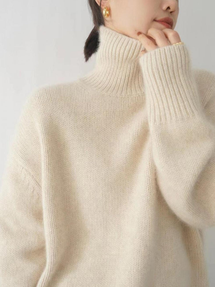 Olivera — Relaxed Turtleneck Knit in Sandstone