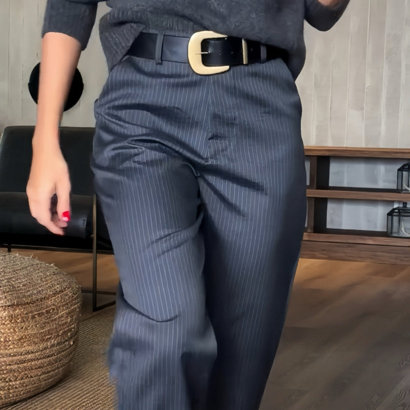Silja Trousers — Slate Straight-Leg Tailoring