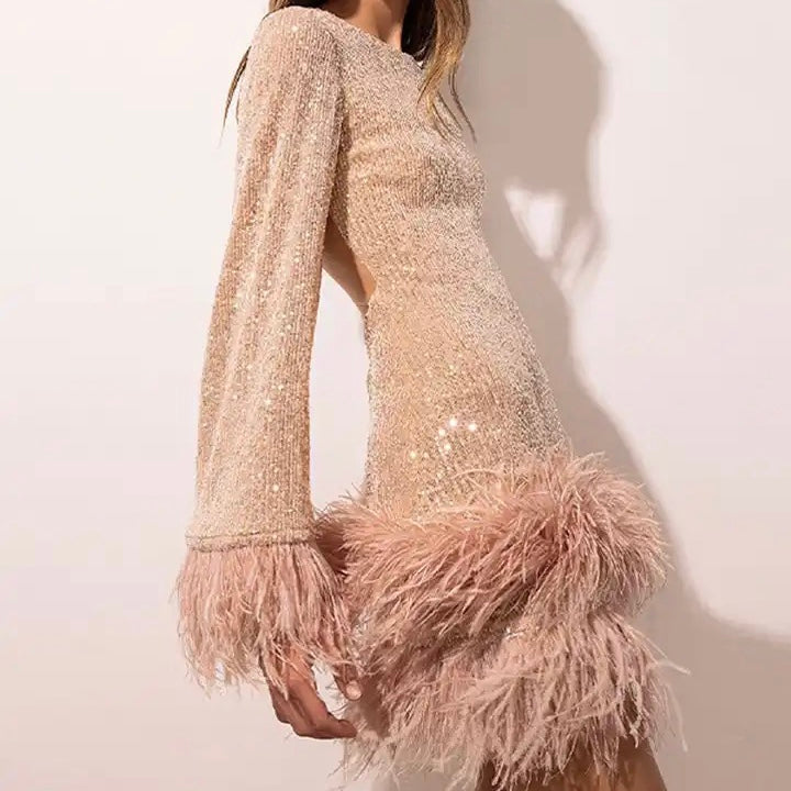 The Selene Mini — Blush Feather Hem