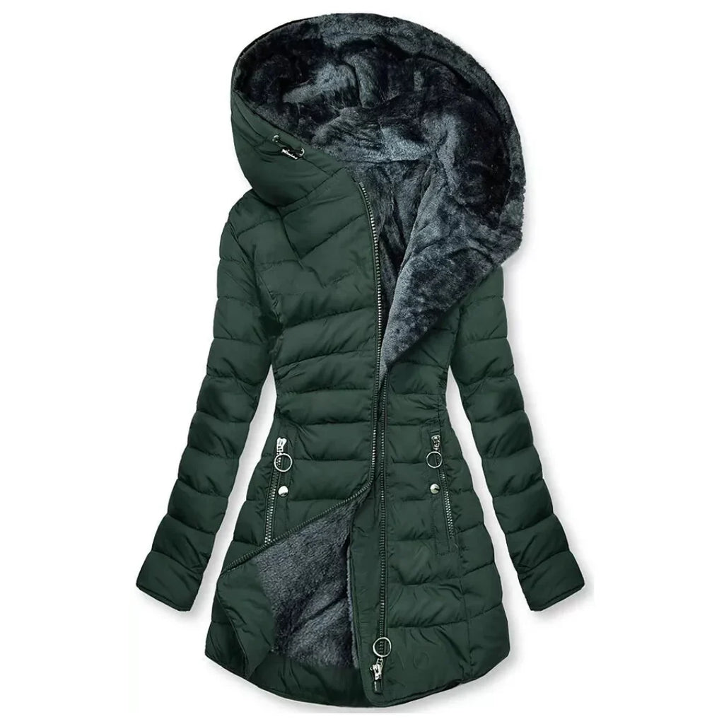The Sora — Quilted Puffer with Rabbit Fur Collar