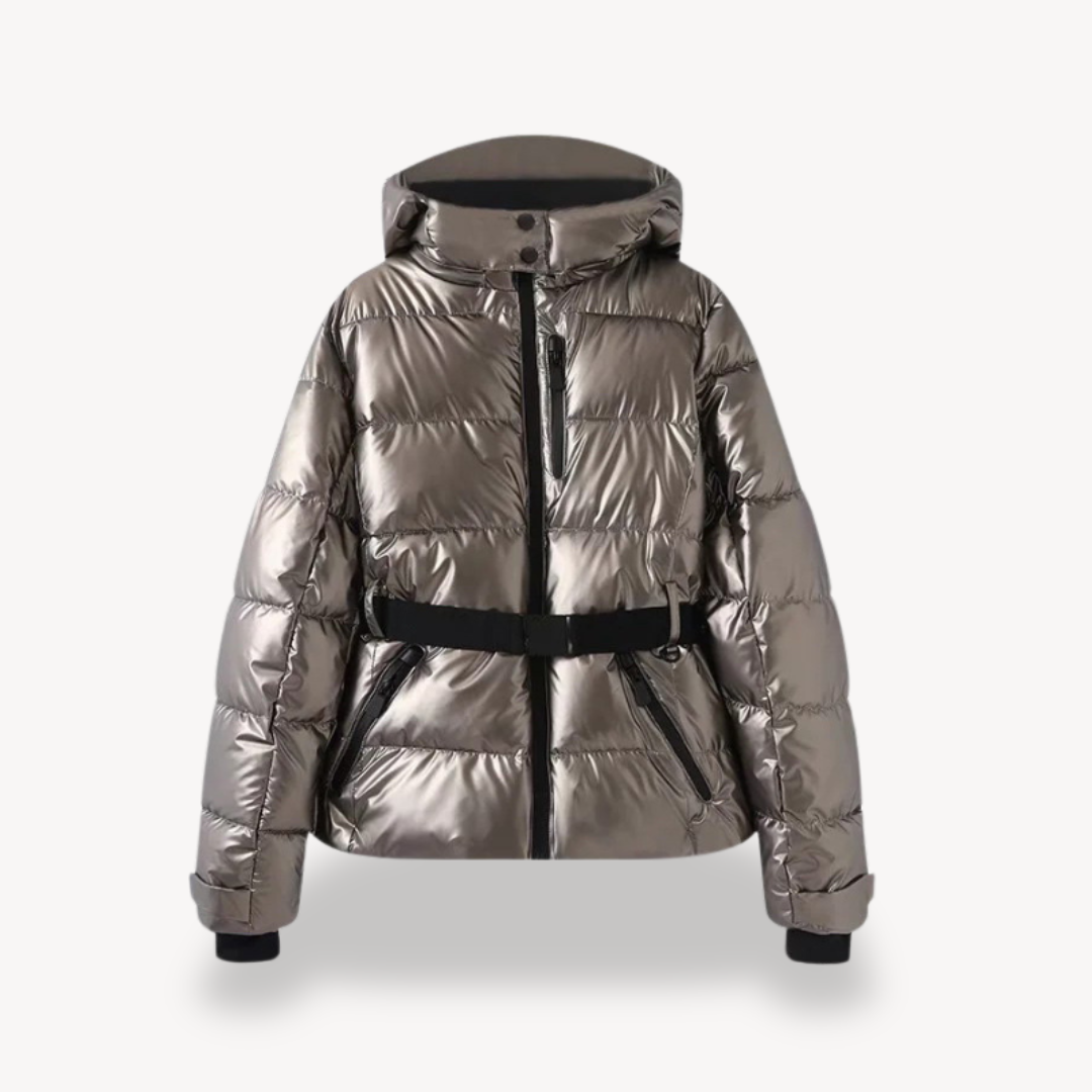 The Tova Quilted Puffer — Noir Belted Coat