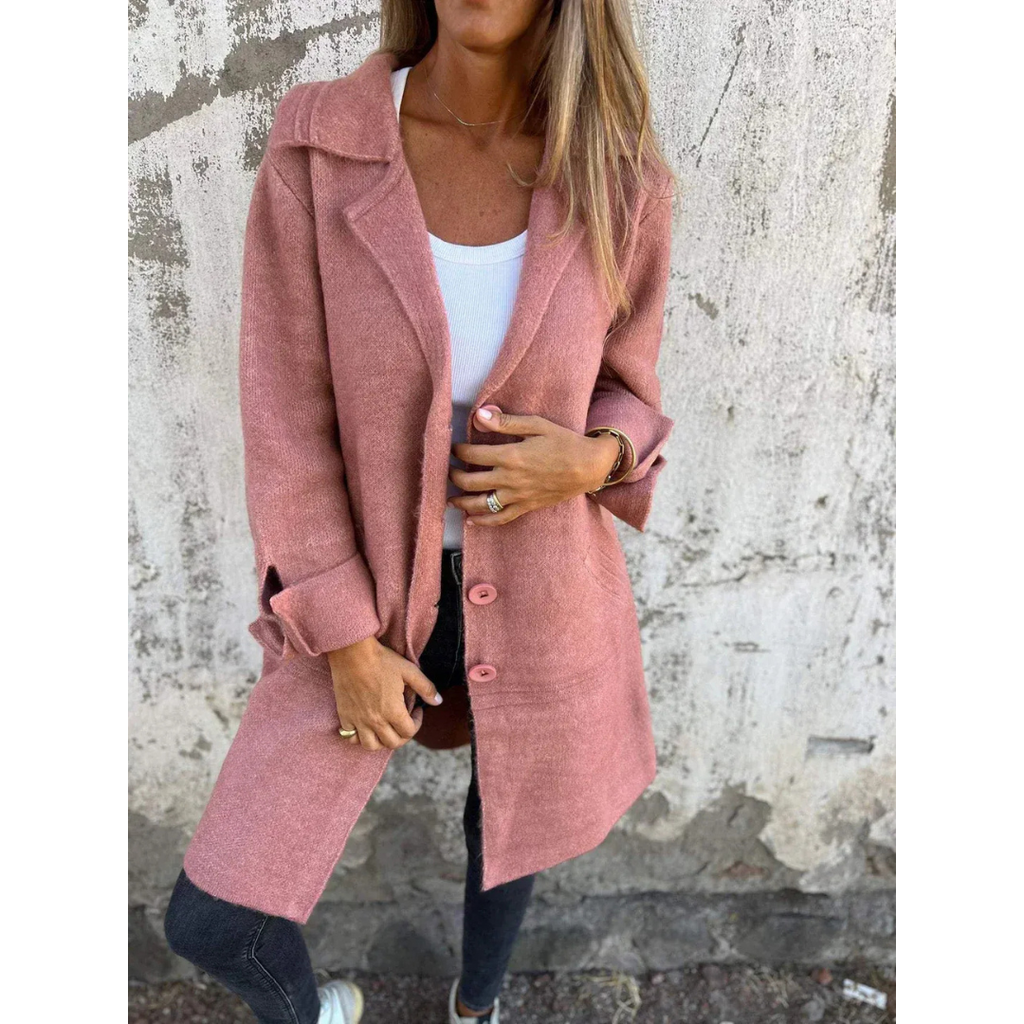 Elara Longline Coat — Blush Quartz