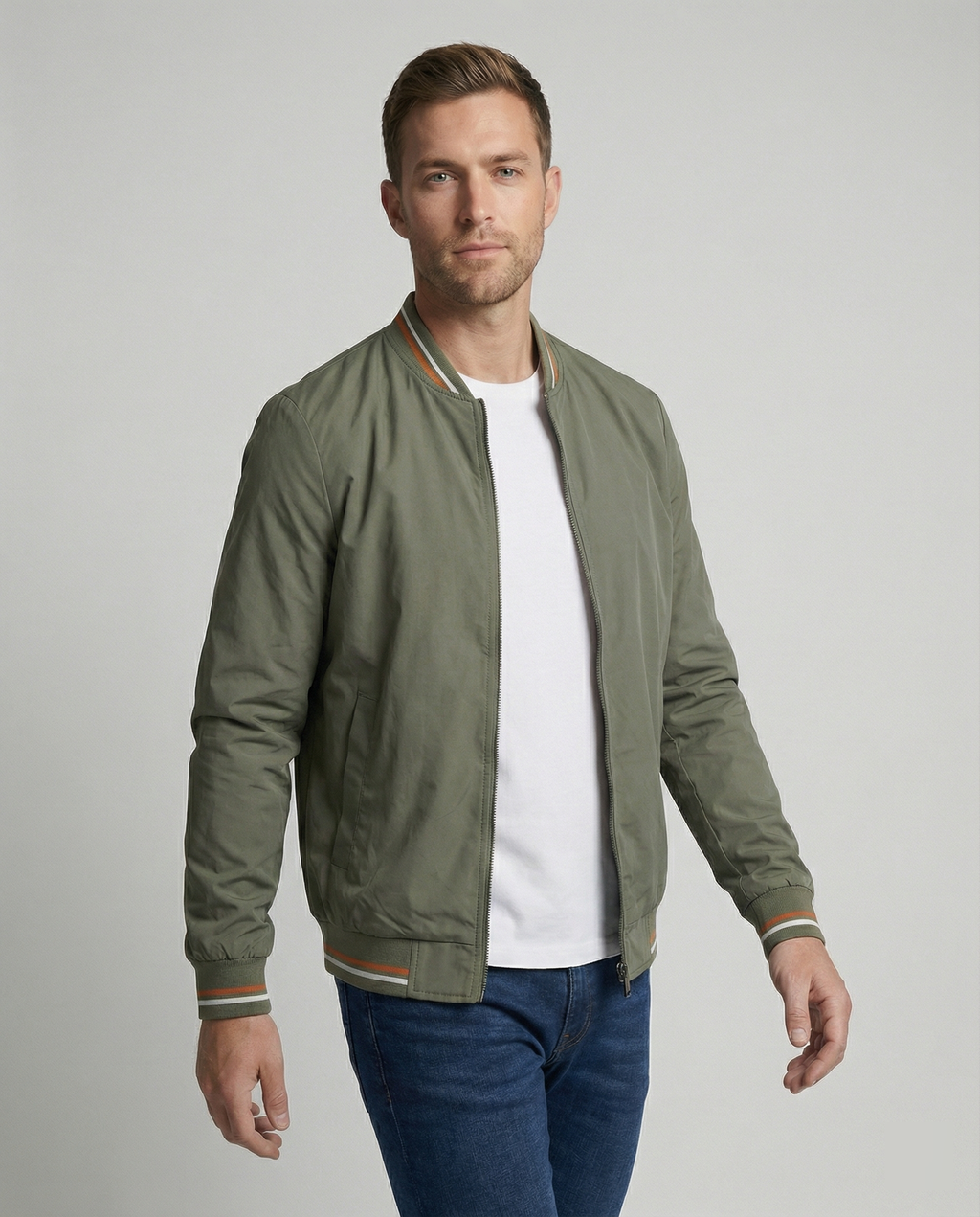 The Kyro Bomber — Army Green Slim Fit