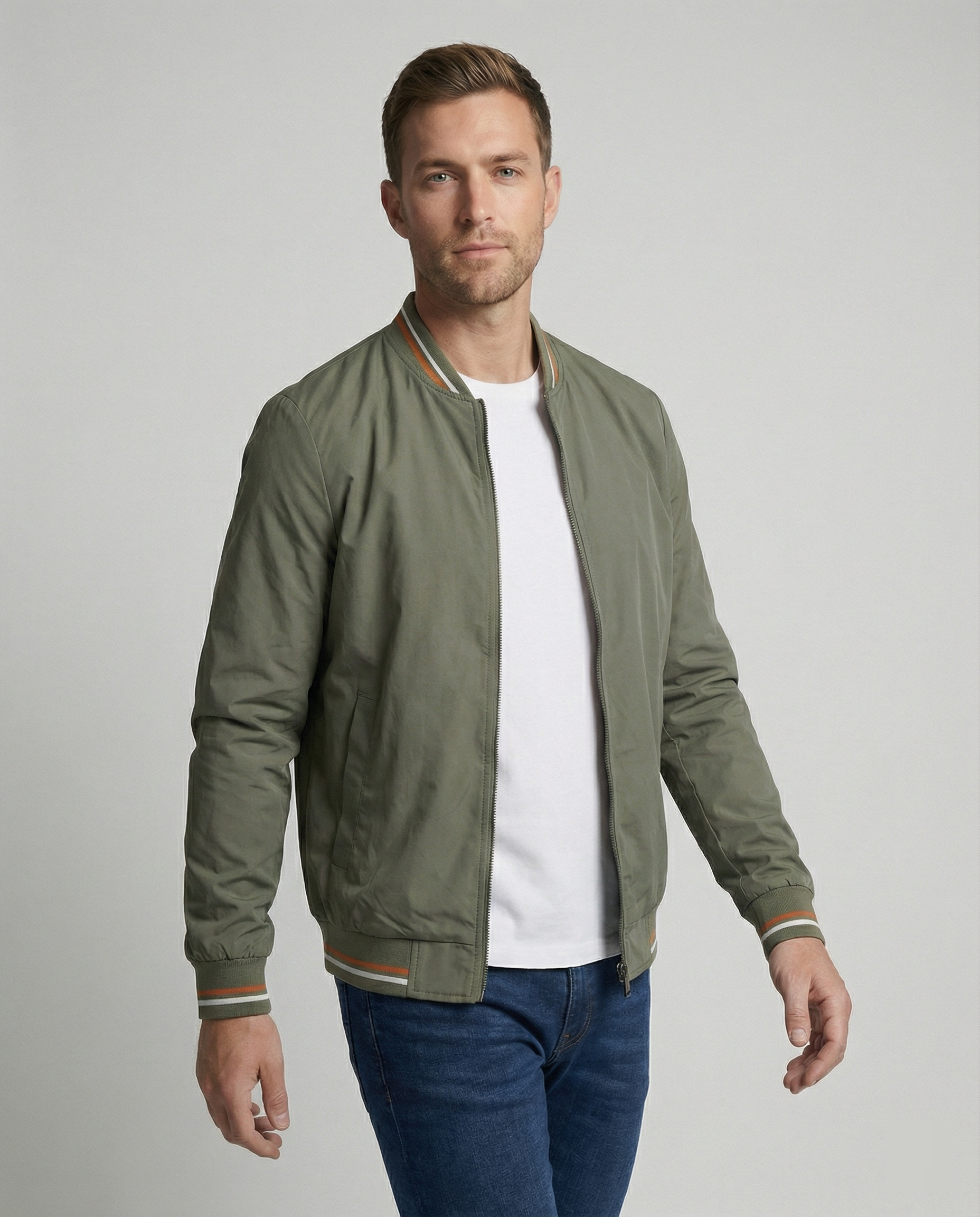 The Kyro Bomber — Army Green Slim Fit