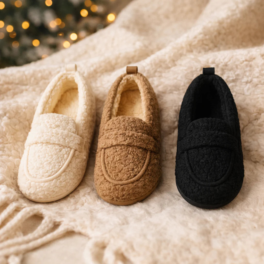 The Elara — Taupe Plush Moccasins