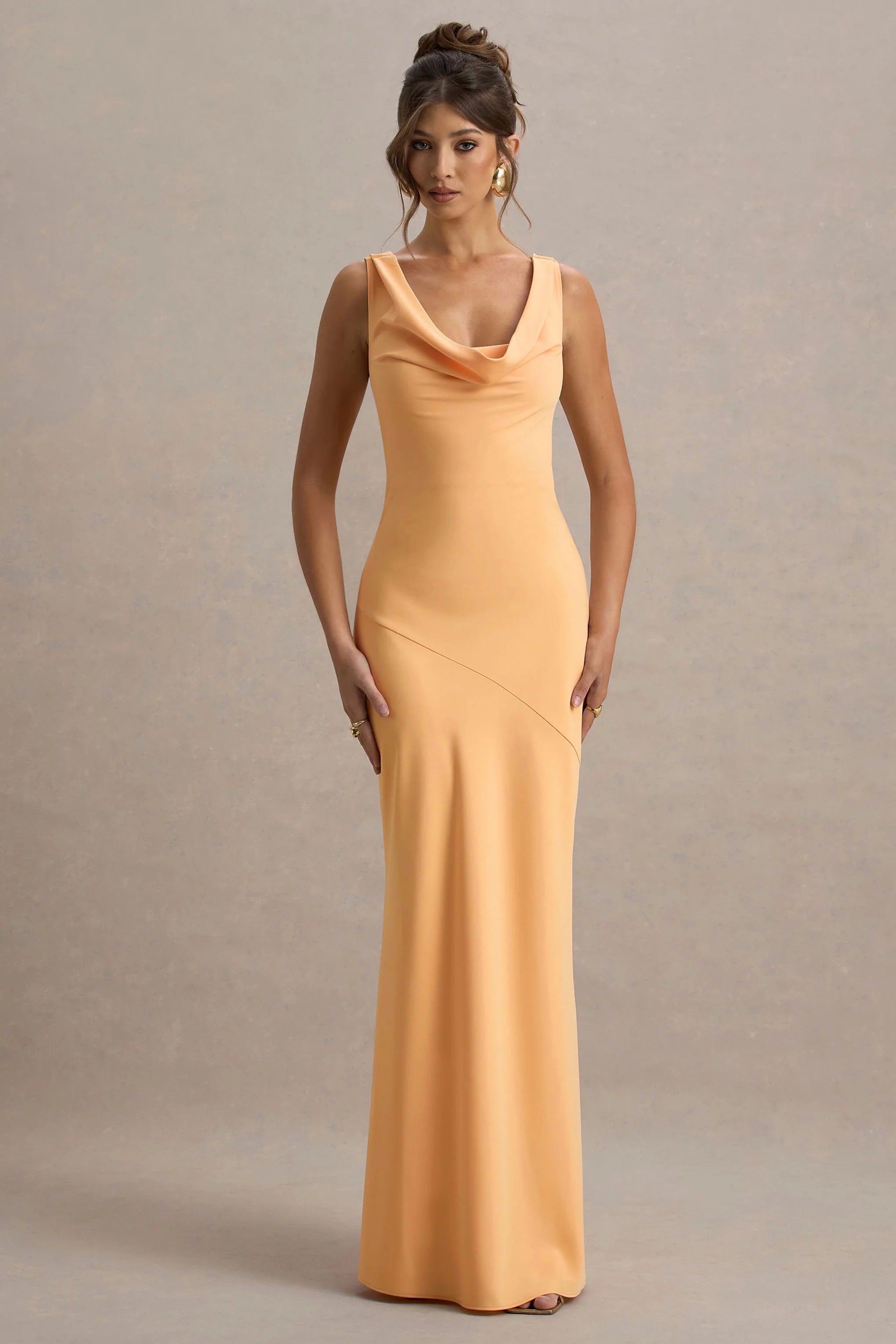 LENA | Robe Maxi au Style Minimaliste avec Encolure Drapée
