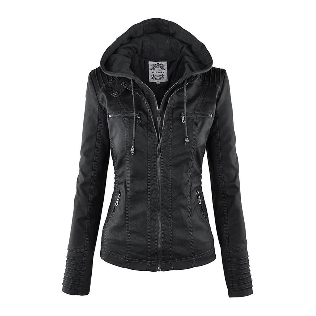 The Oren — Noir Hooded Leather Jacket