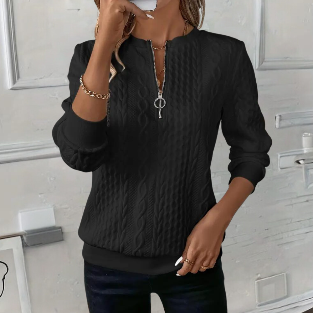 Anoushka Knit — Charcoal Zip Pullover